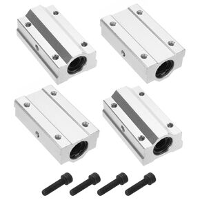 uxcell 2PCS SCS10LUU Linear Motion Ball Bearing Slide Bushing Aluminum 68mm Long Linear Roller Bearing Slide Block for 10mm Round Shaft Rod in 3D Printer, CNC Machine, Silver Tone