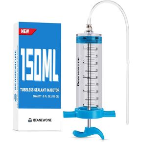 Tubeless Sealant Injector, 150ml Tire Sealant Injector is Made of Polycarbonate with Brass Push-to-Connector