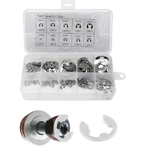 طقم مشابك تثبيت بحلقات إحكام خارجية مكونة من 120 قطعة، مجموعة مشبك إحكام من الفولاذ المقاوم للصدأ، حلقات تثبيت خارجية بمشبك إلكتروني، مجموعة متنوعة من المشابك الإلكترونية من الفولاذ المقاوم للصدأ للبكرات والمحاور والمحامل والتروس in Kuwait