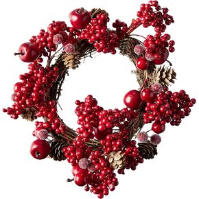 Worth Imports 4.5" Berry Candle Ring W/Apple & Pinecone, Red