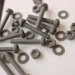 20 x Grey Pan Head Screws Polypropylene (PP) Plastic Nuts and Bolts, Washers, M3 x 20mm, Acrylic, Water Resistant, Anti-Corrosion, Chemical Resistant, Electrical Insulator, Gray, 1/8 x 25/32
