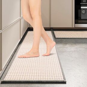Kitchen Mat Kitchen Rugs Set of 2 Non Slip Washable Kitchen Floor Mats Cushioned Anti Fatigue Kitchen Runner Rug Comfort Standing Mat for Floor, Kitchen, Office, Sink, Laundry, Black