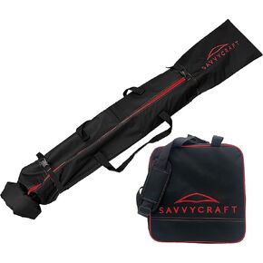 مجموعة حقيبة التزلج المبطنة وحقيبة الأحذية من Savvycraft، مجموعة حقيبة التزلج والأحذية المبطنة السميكة المكونة من قطعتين للحماية وسهولة السفر