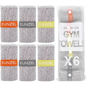 Eunzel 6 Pack Microfiber Gym Towel,Quick Dry Sweat Towel Silver Ion Absorbent Towels for Workout, Sports, Camping, Travel, Exercise& Fitness 31.5"x15.7", Green