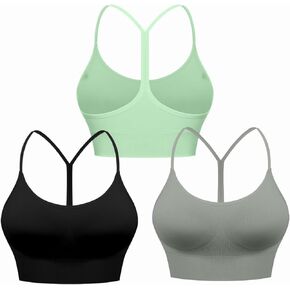 Comper Sports Bra for Women Low Support Y Back Workout Bras Sexy Spaghetti Thin Straps Yoga Bras with Removable Pads