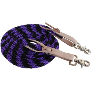 PRORIDER Horse Roping Western Barrel Contest Reins Nylon Braided 7' Purple Black 607500