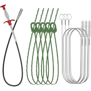 35.5 Inch Drain Clog Remover Tool (1pc), 30 Inch Sink Snake Drain Tool (5 pcs) & 59 Inch Tube Drain Brush (3 pcs), Effective Hair Drain Clog Remover for Toilet, Kitchen Sink, Bathroom, Shower, Sewer