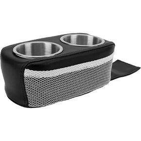 Asixxsix Pontoon Cup Holder, Pontoon Double Drink Holder with Stainless Steel Cup Holders, Portable Cup Beverage Holders for Pontoon Boat Sofa Yacht RV Car, Secure and Stable (Black)