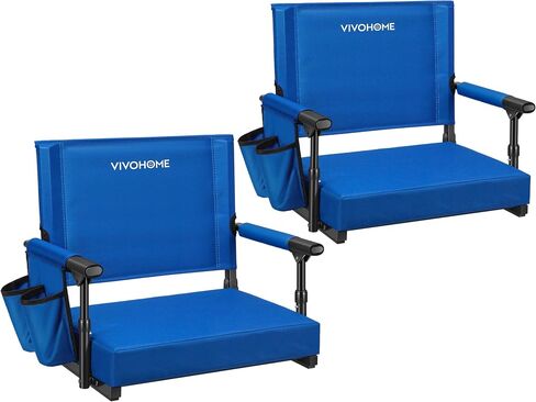 VIVOHOME Stadium Seats with Back Support and Cushion, 2 Pack Portable Bleacher Chairs with Cup Holder and Shoulder Strap in Saudi Arabia