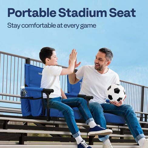 VIVOHOME Stadium Seats with Back Support and Cushion, 2 Pack Portable Bleacher Chairs with Cup Holder and Shoulder Strap in Saudi Arabia