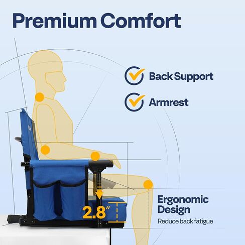VIVOHOME Stadium Seats with Back Support and Cushion, 2 Pack Portable Bleacher Chairs with Cup Holder and Shoulder Strap in Saudi Arabia