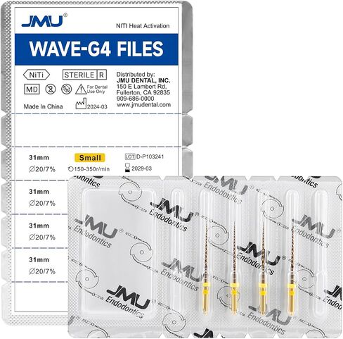 JMU Dental Endodontic Rotary Files #20-45 Mix, W+ Files Gold,25mm, 4pcs/Pack in Kuwait