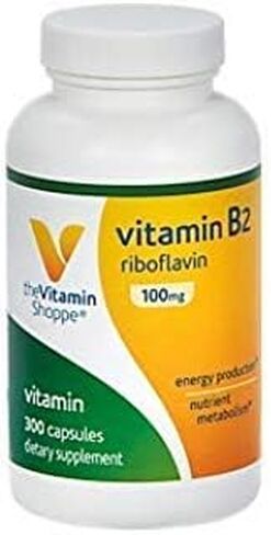 Vitamin B2 (Riboflavin) 100mg - Energy Production & Nutrient Metabolism Support Supplement, Essential B Vitamin - Once Daily, Gluten Free (300 Capsules) by The Vitamin Shoppe in Saudi Arabia