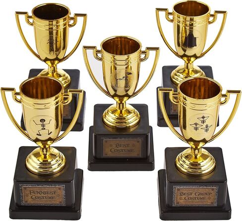 Halloween Costume Contest Trophies, 5-Pack – Customizable Party Awards with 24 Stickers with Categories & Poses - Fun Awards for Home, Work, School & Bar Costume Parties Supplies, Games & Decorations in Saudi Arabia