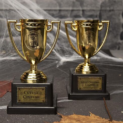 Halloween Costume Contest Trophies, 5-Pack – Customizable Party Awards with 24 Stickers with Categories & Poses - Fun Awards for Home, Work, School & Bar Costume Parties Supplies, Games & Decorations in Saudi Arabia