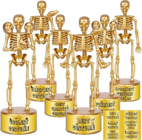 Halloween Trophy Skeleton Trophies for Kids Adults, 6 Pack Halloween Skeleton Funny Trophy Plastic Tropies for Contest Awards, Halloween Party Prizes for Adults Party Supplies in Saudi Arabia