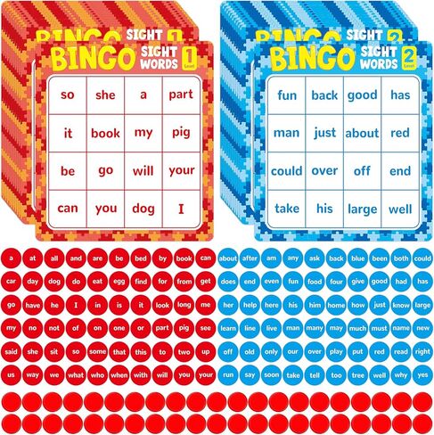 OUNENO Sight Word Bingo Game Cards, 120 Sight Words Level 1and 2 Learn to Read Vocabulary Dolch's Fry's Words Lists for Classroom Home Game in Saudi Arabia