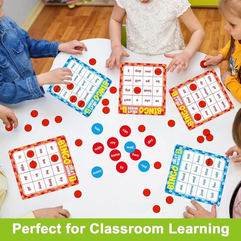 OUNENO Sight Word Bingo Game Cards, 120 Sight Words Level 1and 2 Learn to Read Vocabulary Dolch's Fry's Words Lists for Classroom Home Game in Saudi Arabia