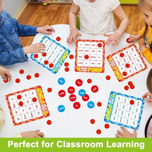 بطاقات ألعاب OUNENO Sight Word Bingo، 120 كلمة بصرية المستوى 1 و2 تعلم قراءة المفردات، قوائم كلمات Dolch's Fry للعبة المنزلية في الفصل الدراسي in Kuwait