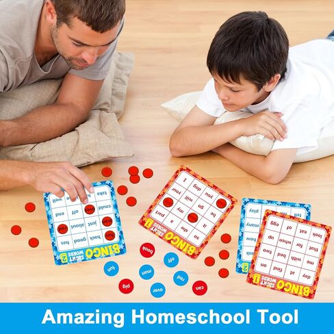 OUNENO Sight Word Bingo Game Cards, 120 Sight Words Level 1and 2 Learn to Read Vocabulary Dolch's Fry's Words Lists for Classroom Home Game in Saudi Arabia