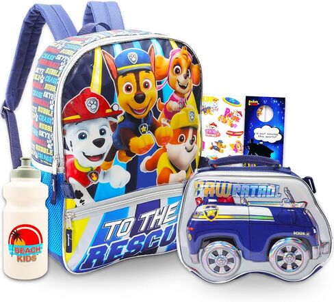 Paw Patrol Backpack with Lunch Box for Kids - Bundle with 16" Paw Patrol Backpack, Lunch Bag, Water Bottle, Tattoos, More | Paw Patrol Backpack Set in Saudi Arabia