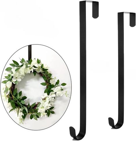 Christmas Wreath Hooks, Black Hooks Behind The Door, Decorated with Metal Wreath Hooks, Measuring 38cm in Length in Black (2 pcs) in Saudi Arabia