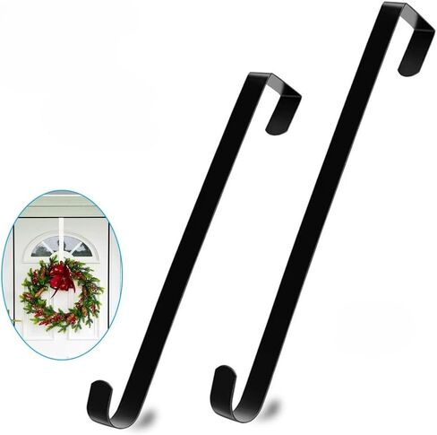 Christmas Wreath Hooks, Black Hooks Behind The Door, Decorated with Metal Wreath Hooks, Measuring 38cm in Length in Black (2 pcs) in Saudi Arabia