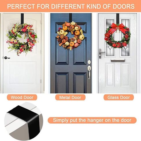 Christmas Wreath Hooks, Black Hooks Behind The Door, Decorated with Metal Wreath Hooks, Measuring 38cm in Length in Black (2 pcs) in Saudi Arabia
