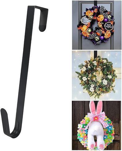 Christmas Wreath Hooks, Black Hooks Behind The Door, Decorated with Metal Wreath Hooks, Measuring 38cm in Length in Black (2 pcs) in Saudi Arabia