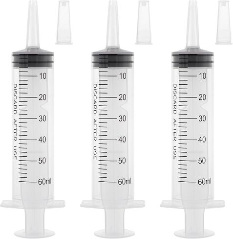 60ml Syringe with Cap, Syringes without Needle for Liquid, Scientific Labs, Measurement, Pet Feeding ,Ink Refilling ,Oil or Glue Applicator (3 Pack) in Saudi Arabia