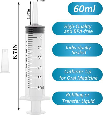 60ml Syringe with Cap, Syringes without Needle for Liquid, Scientific Labs, Measurement, Pet Feeding ,Ink Refilling ,Oil or Glue Applicator (3 Pack) in Saudi Arabia