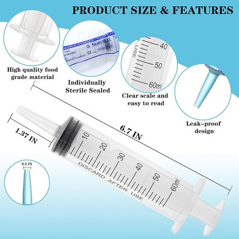 60ml Syringe with Cap, Syringes without Needle for Liquid, Scientific Labs, Measurement, Pet Feeding ,Ink Refilling ,Oil or Glue Applicator (3 Pack) in Saudi Arabia