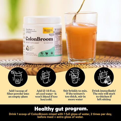 مسحوق قشر سيلليوم من كولونبروم (فواكه استوائية، 120 حصة) - تطهير القولون لتخفيف الانتفاخ وصحة الأمعاء - مشروب مسحوق ألياف مكنسة القولون - مكمل مسحوق ألياف نباتي وخالي من الغلوتين in Kuwait