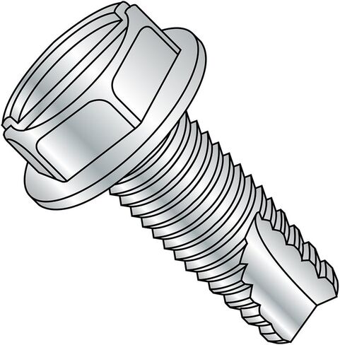 Small Parts 12163SW Steel Thread Cutting Screw, Zinc Plated Finish, Hex Washer Head, Slotted Drive, Type 23, #12-24 Thread Size, 1" Length (Pack of 50) in Saudi Arabia