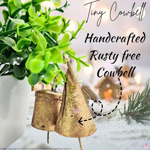Sparkle Dreams Handmade Cone,Cylinder Vintage Brass Bell- 1.5-Inch Hanging Decorative Bells for Weddings, Festive Celebrations, and Garden Ornaments -20pcs in Kuwait