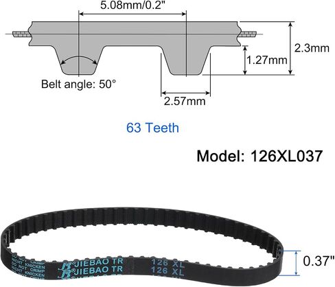 uxcell 126XL 037 Timing Belt 63 Teeth Rubber Geared Cogged Belt, 0.37" Width, 0.20" Pitch Synchronous Timing Belt in Saudi Arabia