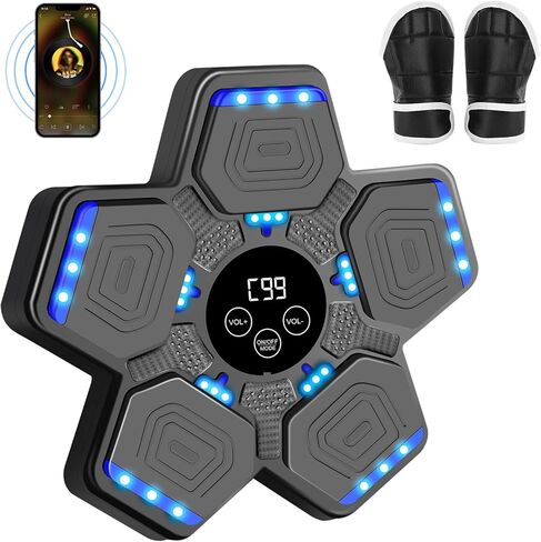 آلة ملاكمة موسيقية للنساء المراهقات والأطفال، معدات ملاكمة بلوتوث ذكية مع قفازات ملاكمة، آلة ملاكمة إلكترونية مثبتة على الحائط للتمرين في صالة الألعاب الرياضية المنزلية في الداخل in Kuwait