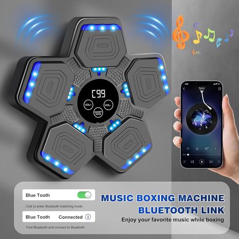 آلة ملاكمة موسيقية للنساء المراهقات والأطفال، معدات ملاكمة بلوتوث ذكية مع قفازات ملاكمة، آلة ملاكمة إلكترونية مثبتة على الحائط للتمرين في صالة الألعاب الرياضية المنزلية في الداخل in Kuwait