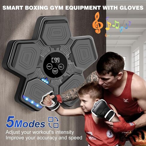 آلة ملاكمة موسيقية للنساء المراهقات والأطفال، معدات ملاكمة بلوتوث ذكية مع قفازات ملاكمة، آلة ملاكمة إلكترونية مثبتة على الحائط للتمرين في صالة الألعاب الرياضية المنزلية في الداخل in Kuwait