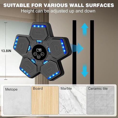 آلة ملاكمة موسيقية للنساء المراهقات والأطفال، معدات ملاكمة بلوتوث ذكية مع قفازات ملاكمة، آلة ملاكمة إلكترونية مثبتة على الحائط للتمرين في صالة الألعاب الرياضية المنزلية في الداخل in Kuwait