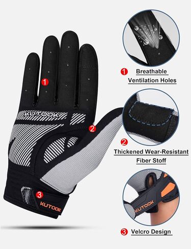 KUTOOK Cycling Gloves for Men Padded Palm & Impact Protection Full Finger MTB Bicycle Riding Gloves Touchscreenable Wear-Resistant & Non-Slip Road Cycling Gloves in Saudi Arabia