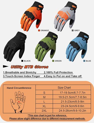 KUTOOK Cycling Gloves for Men Padded Palm & Impact Protection Full Finger MTB Bicycle Riding Gloves Touchscreenable Wear-Resistant & Non-Slip Road Cycling Gloves in Saudi Arabia