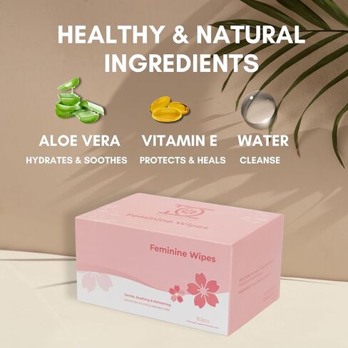 Flushable Feminine Wipes - PH balanced, Fragrance free | Sensitive Formula with Aloe Vera and Vitamin E (30 Individually wrapped singles) in Saudi Arabia