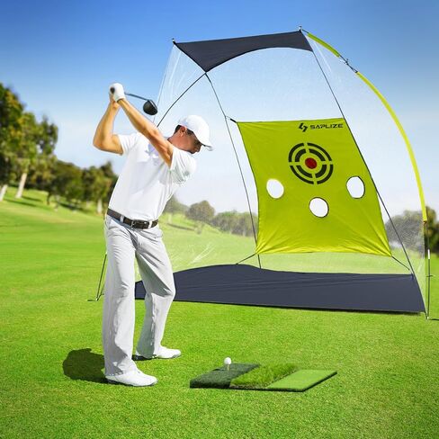 شبكة جولف مقاومة للصدمات من SAPLIZE للقيادة في الفناء الخلفي، شبكة تدريب جولف أكبر بنسبة 20%، شبكة ضرب جولف ثابتة للغاية مع حصيرة ثلاثية العشب للتدريب الداخلي والخارجي in Kuwait