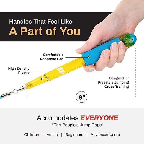 Buddy Lee Jump Ropes Rope Master Original Ball Bearing Jump Rope, 9" HD Plastic Handles. Perfect Jump Rope for Fitness, CrossFit Gym, Endurance Jumping, Cross Overs, Extreme Jumping in Kuwait