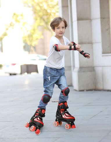 PAPAISON Kids Roller Skates for Boys Girls, 4 Size Adjustable Rollerskates with Light Up Wheels for Kids Ages 4-12 in Saudi Arabia