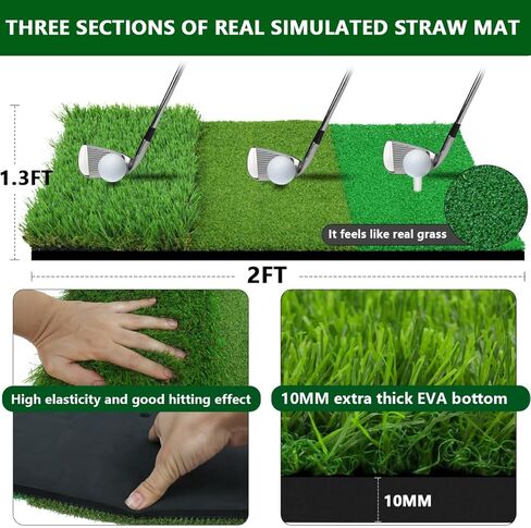 howtrue جولف ضرب صافي ممارسة الغولف صافي 10x7ft تدريب الغولف للفناء الخلفي القيادة التقطيع سوينغ مع متعددة تأثير الهدف ثلاثي العشب حصيرة المطاط المحملة ممارسة الكرة حمل حقيبة داخلي في الهواء الطلق هدية in Kuwait