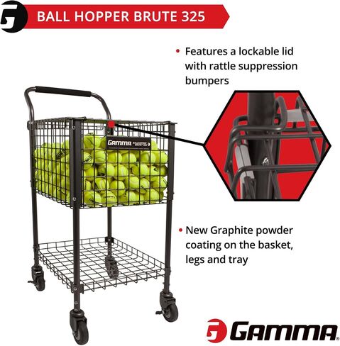 GAMMA Sports Brute 325، تحمل 325 كرة تنس، عربة تعليمية متميزة، معدات رياضية فريدة من نوعها، سعة كرة كبيرة، شديدة التحمل، ملحقات تدريب مثالية in Kuwait