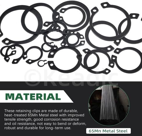 Keadic 266Pcs 21 Sizes Alloy Steel C-Clip External Retaining Rings Assortment Kit, [M4 to M28] Circlip Snap Rings C Clips for Grooved Shafts Pins Studs in Saudi Arabia