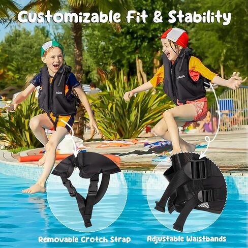 Inflatable Vest for Kids, AGUG Toddler Swim Vest with Adjutable Waist Straps Snorkeling Jackets Boys & Girls Child Swimming Pool Vest Buoyancy Swimsuit for Paddle Boating Beach Swimwear in Saudi Arabia